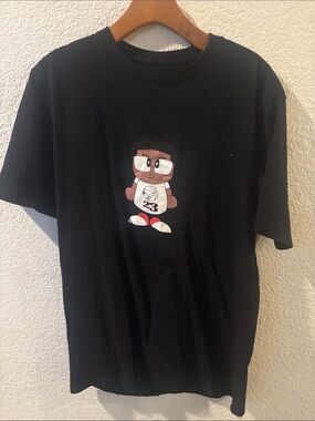 ethika Black Short-Sleeve Tee with Cartoon Basketball Character